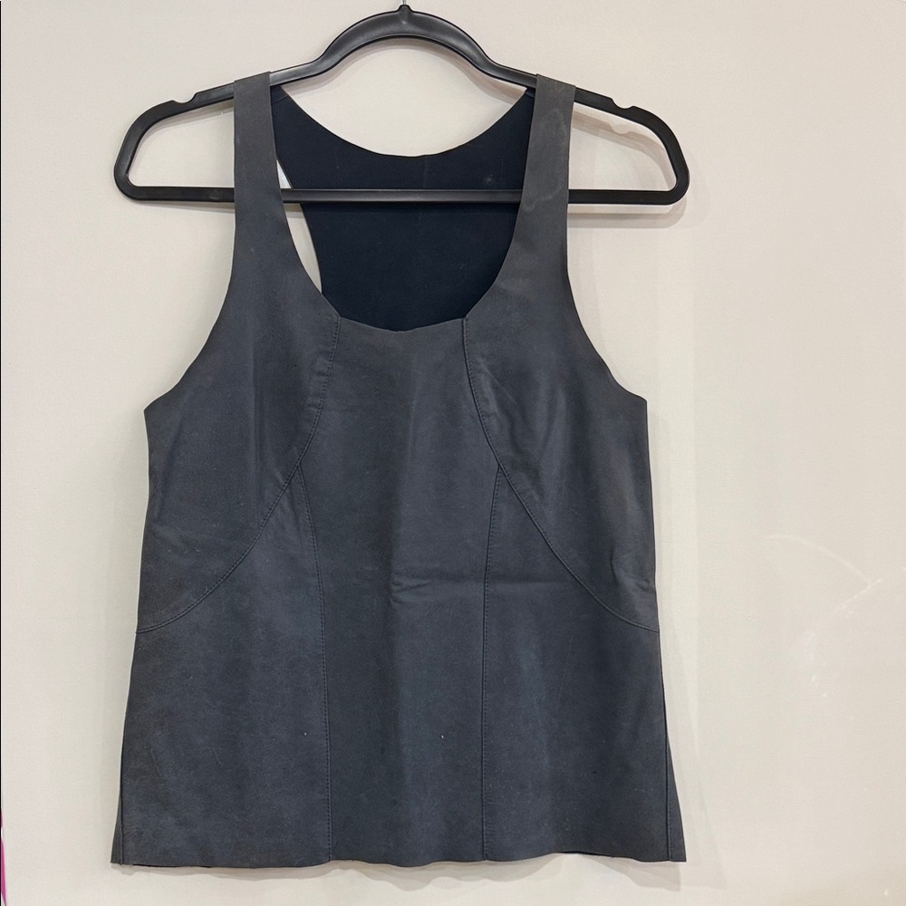 FARM Rio Charcoal Leather Top